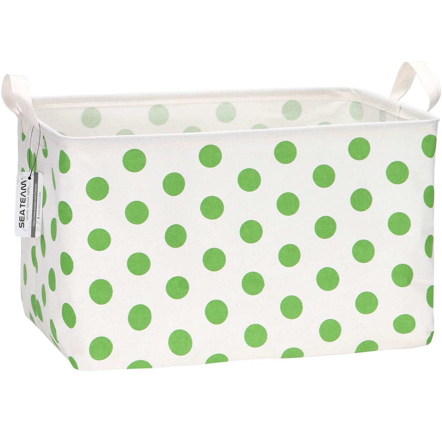 Sea Team Collapsible Canvas Storage Basket with Handles, Waterproof Rectangle Bin, Foldable Closet Organizer, 16.5 x