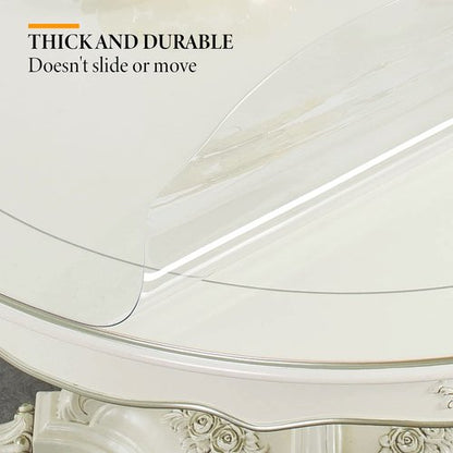 Deep Dream 1.5mm Thick 54 Inches Clear Round Table Protector, Round Table Cover, Tablecloth Protector, Table Protector for Dining Room Table & Office