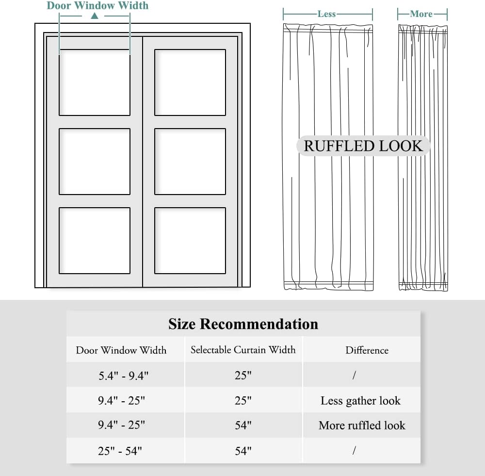 PONY DANCE Sidelight Door Curtain, Rod Pocket Blackout Panels for Sliding Glass French Door, 25 W x 72 L, Sea Teal