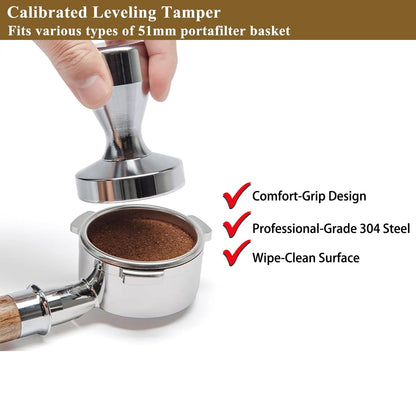 51mm Espresso Tamper Espresso Accessories Kit: Espresso Tamper Set, Coffee Tamper Espresso Tools Barista Tools | Espresso Kit Fits Espresso Coffee Machines of 51mm Portafilters