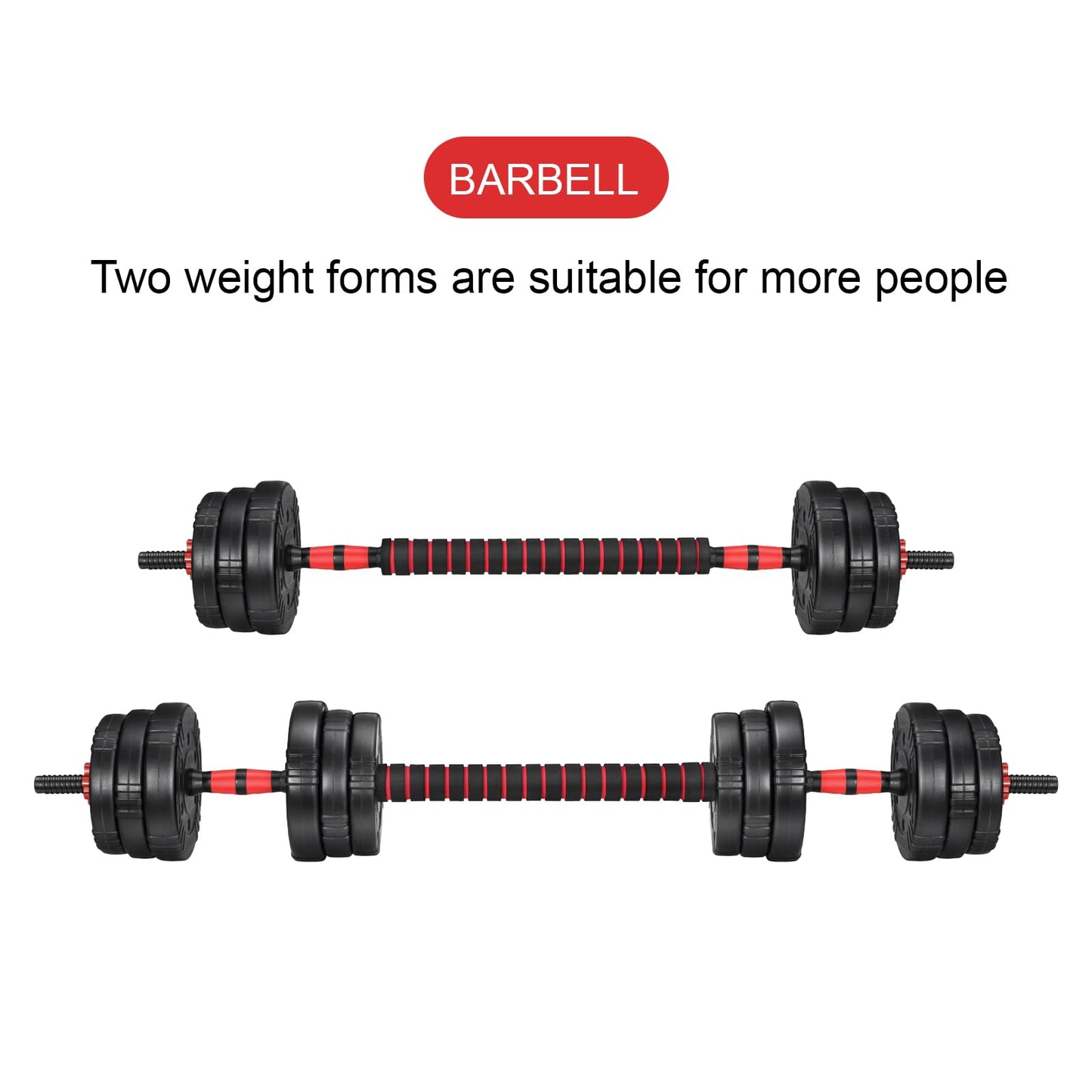EDOSTORY Adjustable Dumbbell Set, 22/44/66/88lbs Free Weights, 4-in-1 Barbell & Kettlebell Set, Non-slip Handles, Fitness for Men & Women