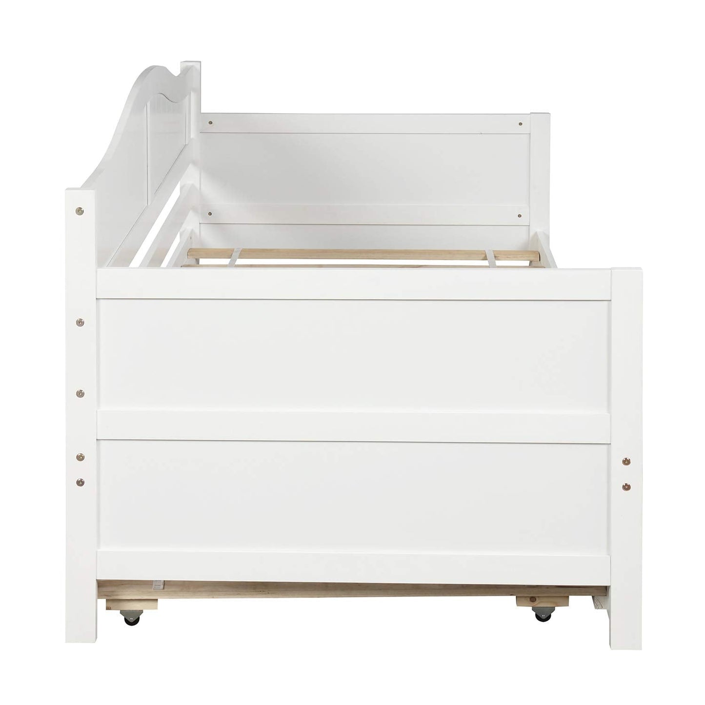 Merax Classic Wood Daybed with Trundle Sofa Bed for Bedroom Living Room,No Box Spring Needed White