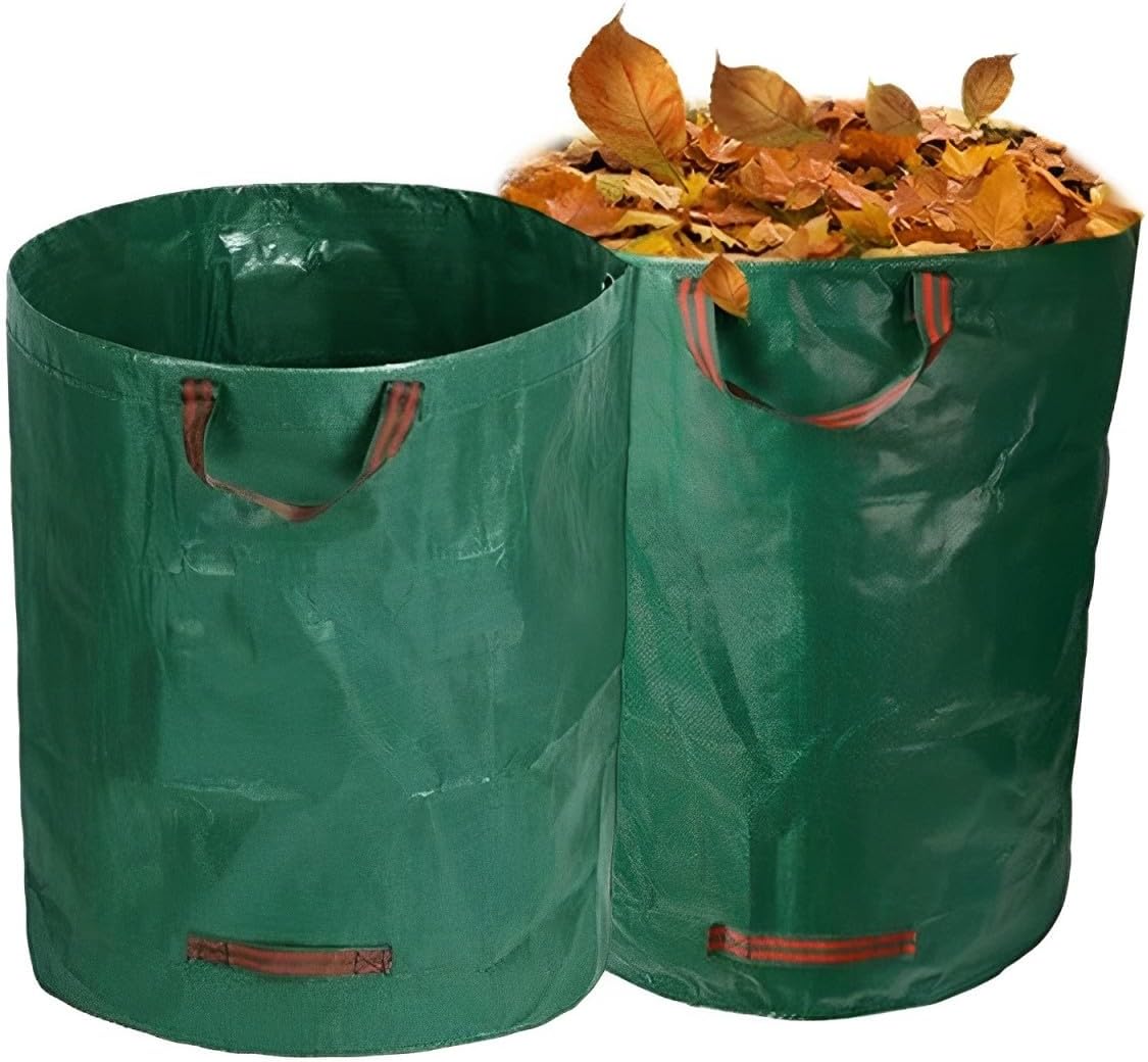 MHXWNHA 2-Pack 80 (33H 26D Inches) 4 Gallon x Reusable Standable Yard Waste Bags with Handles for Leaves, Debris, Grass