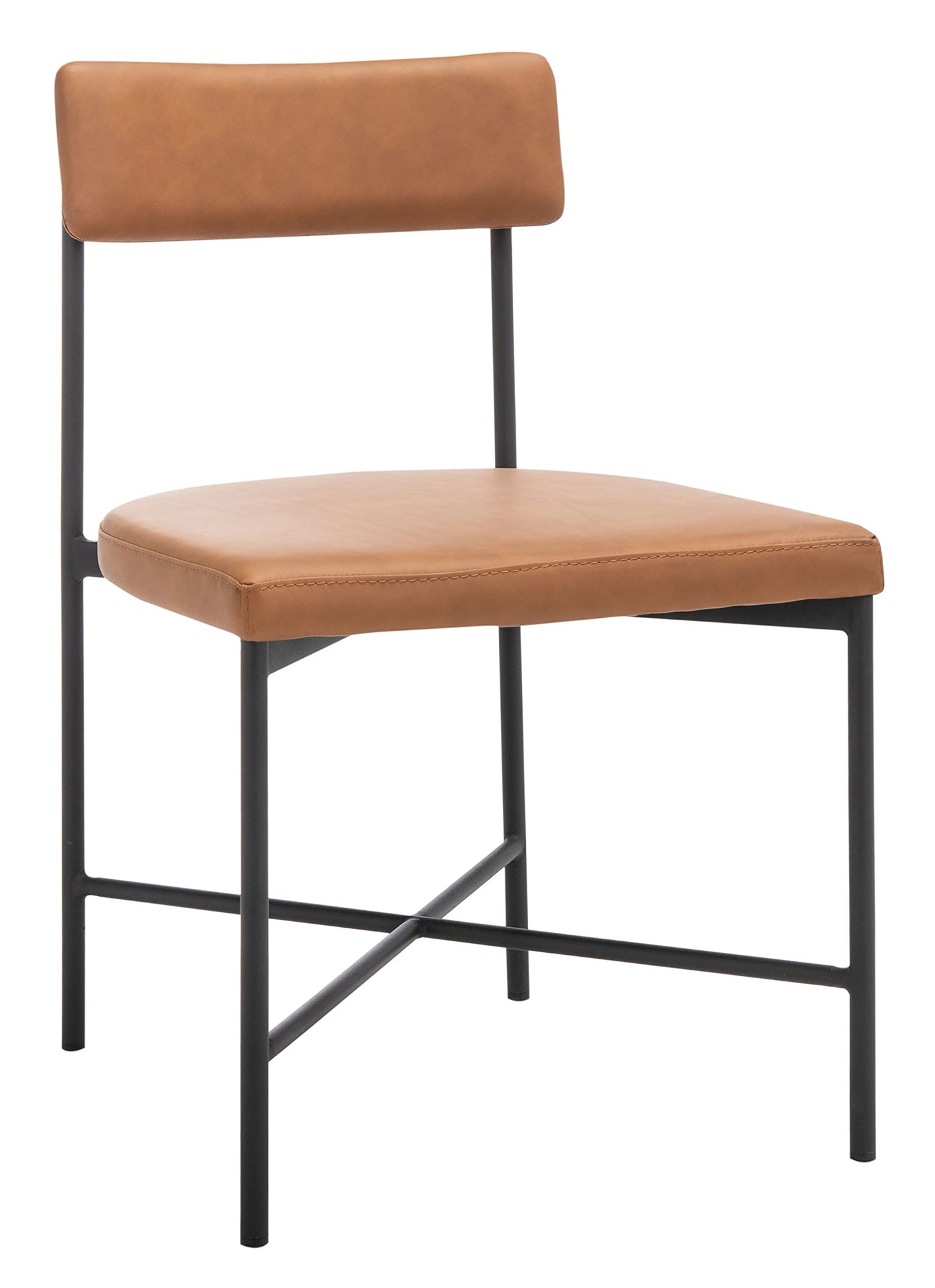 SAFAVIEH Home Collection Archer Faux Leather Dining Chair (Set of 2)-Fully Assembled DCH3004D-SET2, Cognac/Black