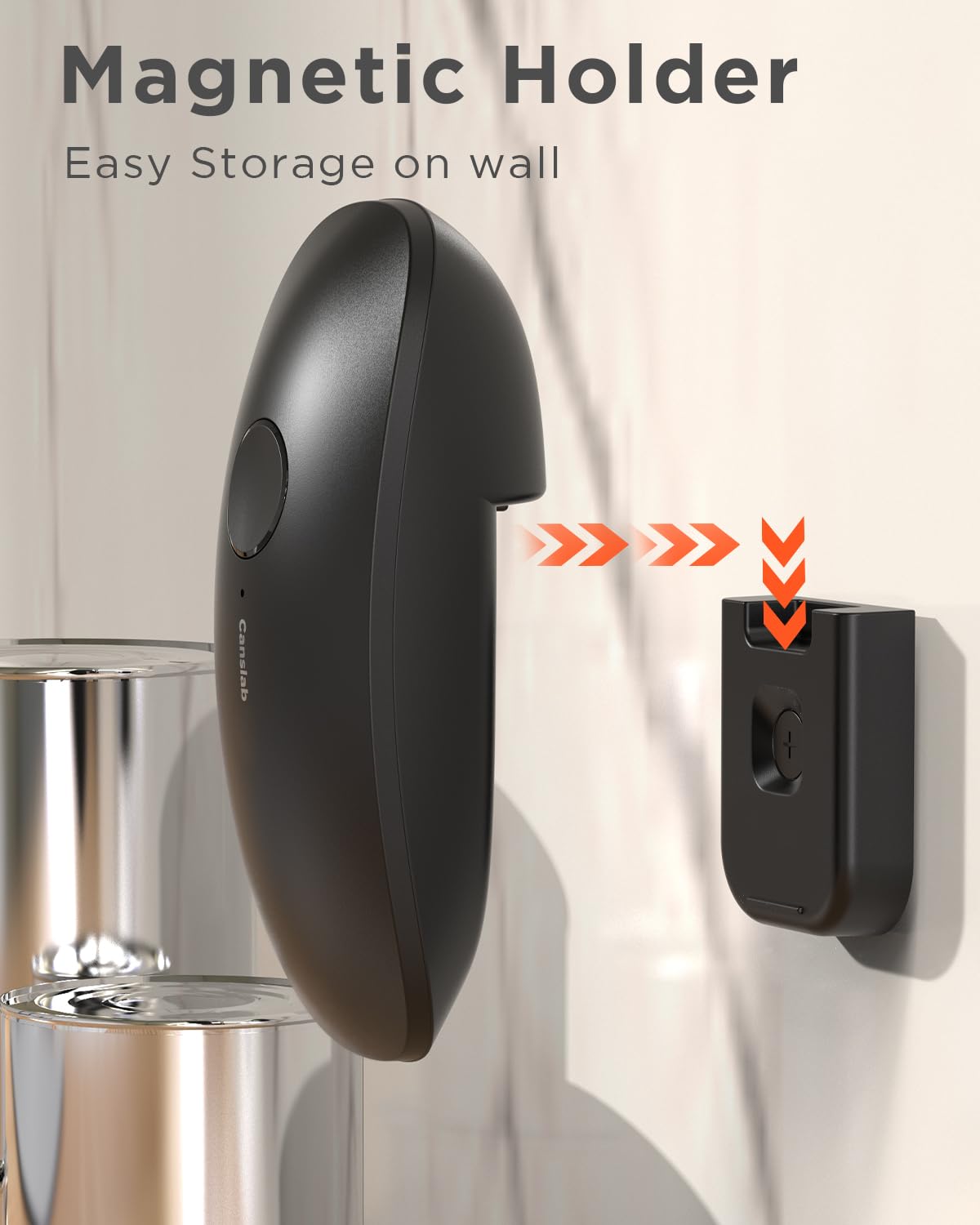 Canslab Ultrablde (Basic Version）_Rechargeable Electric Can Openers for Kitchen for Seniors with Arthritis- USB Battery Can Opener for Any Size Can - Smooth Edge, Handsfree, Wall Mountable Opener