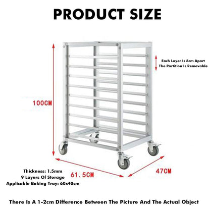 GenSDH Commercial Mobile Sheet Pan Rack, 9/15/18-Tier Bakery Rack, Heavy-Duty Food Tray Cooling Cart for Cooking & Baking, 400Kg Load Capacity
