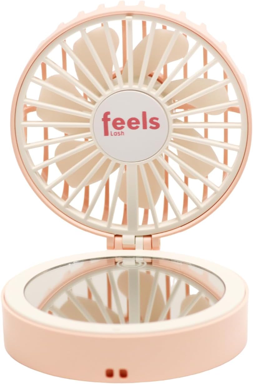 Compact Mini Fan Mirror, Handheld Portable USB Rechargeable Adjustable Speed Fan for Makeup Travel