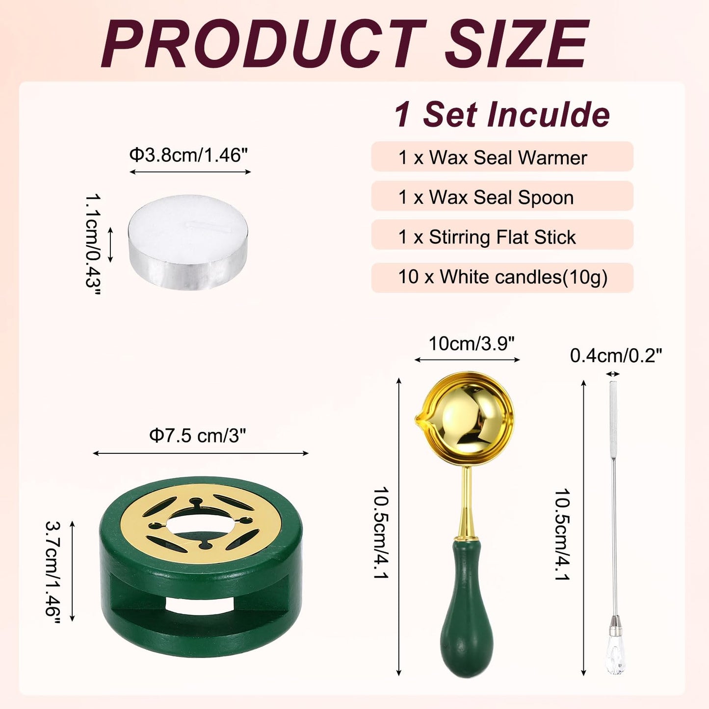 PATIKIL Wax Stamp Seal Kit, Wax Seal Kit Include Sealing Warmer, Melting Spoon, Candle, Flat Stick, Retro Melt Stove Pot Furnace Tool for Envelope Letter Mailing Crafts DIY, Dark Green