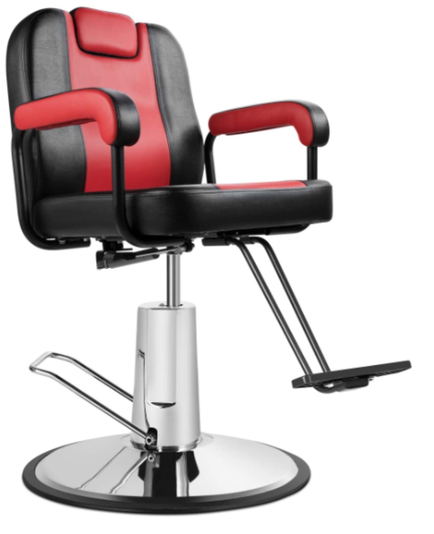 Funnylife Black&Red Vintage Reclining Hydraulic Salon Beauty Chair with Oil Pump Heavy Duty Beauty Salon Barber Swivel Chairs Hair Cutting Salon Equipment