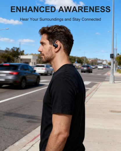 munash Open Ear Headphones, Bluetooth Headphones V5.4 Wireless Sport Earbuds with Charging Case, IP54 Waterproof 50H Playtime Lightweight Design Fit for Cycling, Running, Walking, Workout