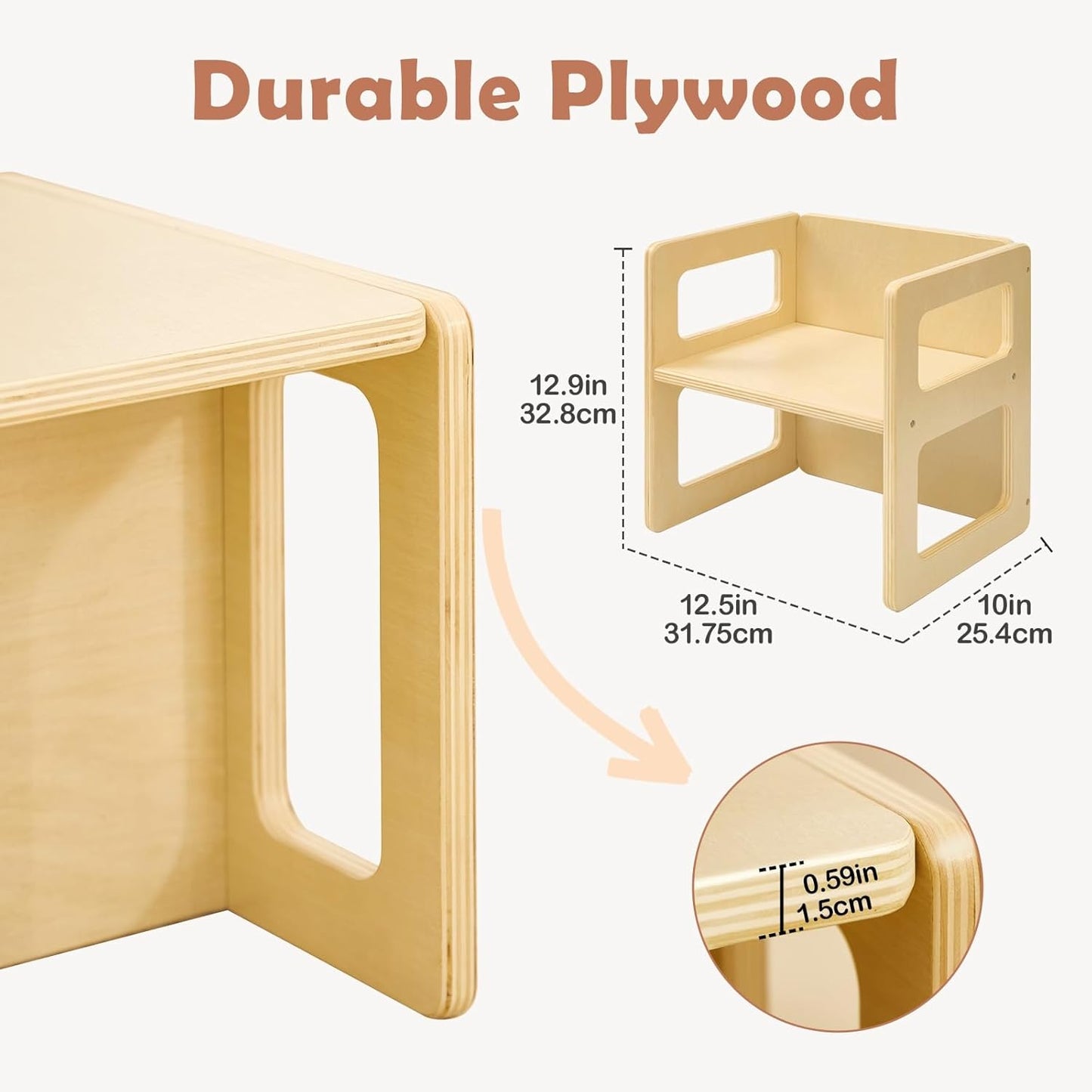 1-3, FUNLIO Height Adjustable Montessori Weaning Chair for Age Quality Solid Wooden Chair