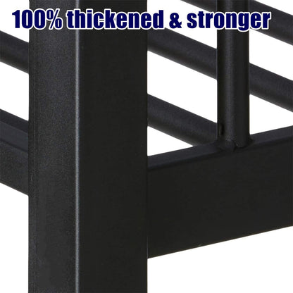 AOOMEEC Higher Quality & Stronger Metal Bunk Bed Twin XL Over Queen Size Bunkbed, Thickened Heavy Duty More Stable Safer Black Steel Bunk Queen Bed Frame (Easier to Assemble) (Twin XL Over Queen)