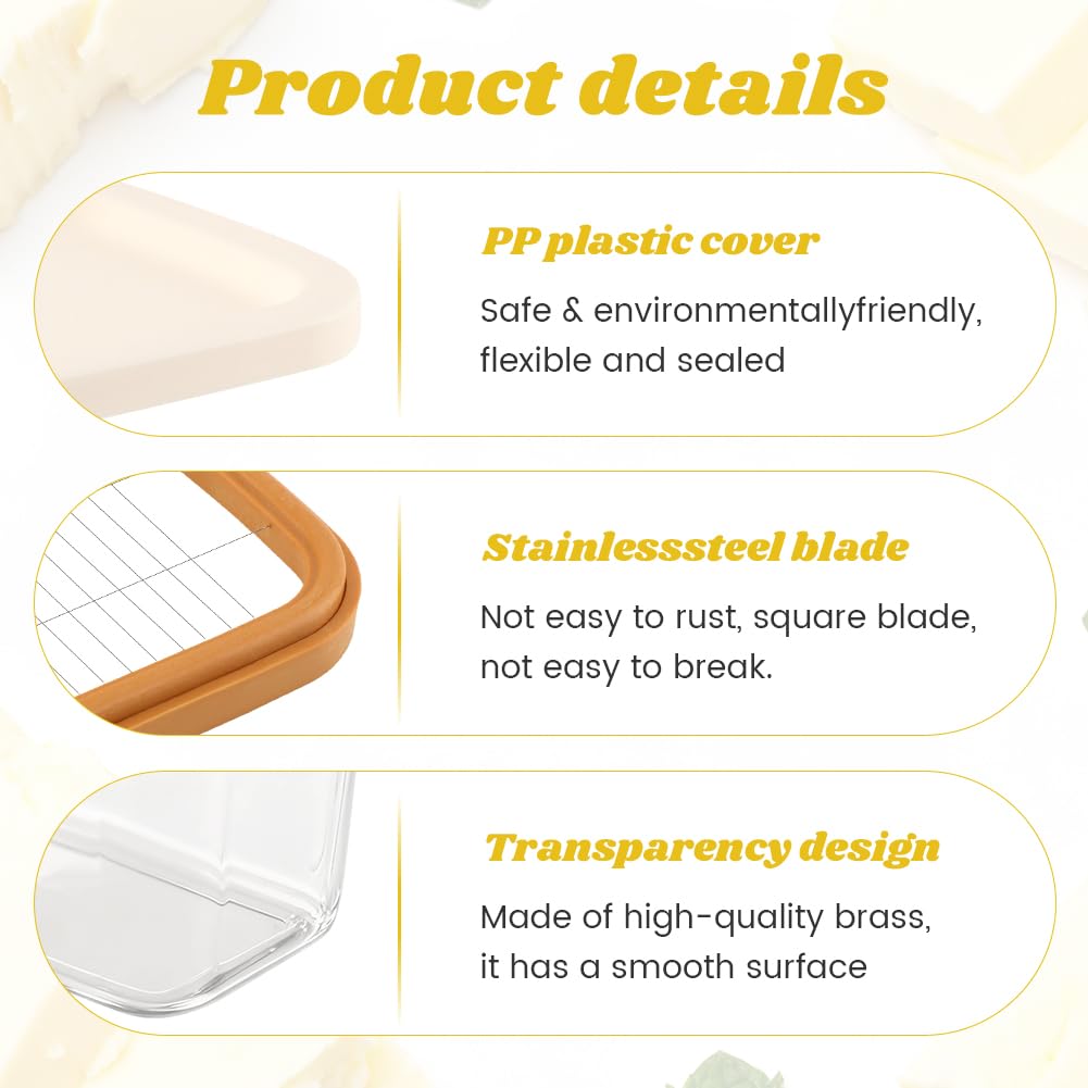 Butter Slicer Cutter Dish Keeper with Double Layer Stainless Steel Cutter Slicer, Airtight Butter Slicer Storage Case with Lid for Home Kitchen Fridge, Easy Cutting(SIZE:450g)