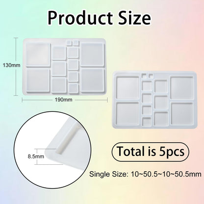 KitBeads 5 Pcs White Square Silicone Molds Geometric Silicone Molds Small Resin Jewelry Molds for Necklace Earring DIY Crafting Making