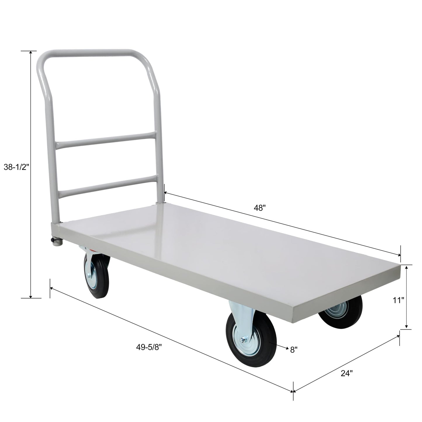 Industrial Heavy Duty Platform Truck Flat Dolly Cart with Wheels 2000 LB Capacity Steel Smooth Deck Moving Equipment for Warehouses