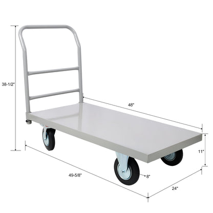 Industrial Heavy Duty Platform Truck Flat Dolly Cart with Wheels 2000 LB Capacity Steel Smooth Deck Moving Equipment for Warehouses