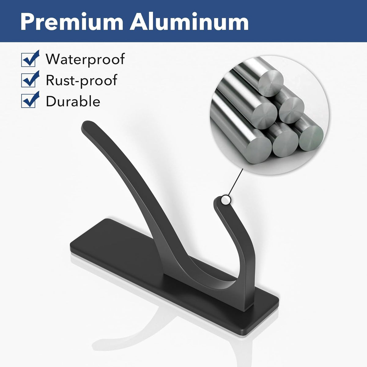 Pickpiff 10 Pack Matt Black Self-Adhesive Coat Hooks - 13LB Strong Stainless Wall Hooks for Towel, Backpack, Hat