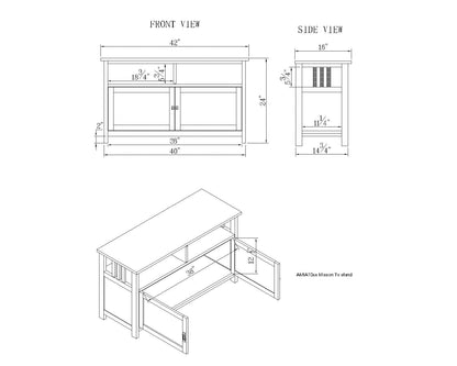 Alaterre Furniture Mission TV Stand with Open Shelves and 2 Cabinet Doors – Classic 42” Wood Media Console for TV, Gaming Consoles & Video Equipment in Living Room or Bedroom (Cherry)