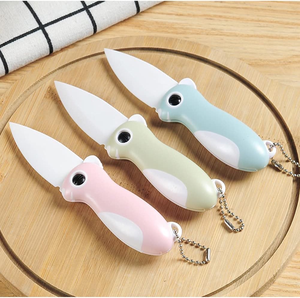 3 PACK Ceramic Paring Knife, Folding Pocket Knife, Super Sharp 2.3 Inch Blade for Fruit Peeling & Vegetable Cutting