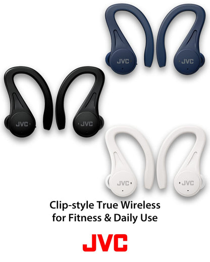 JVC Sport True Wireless Earbuds Headphones, Lightweight and Compact, Long Battery Life (up to 30 Hours), Sound with Neodymium Magnet Driver, Water Resistance (IPX5) - HAEC25TB (Black), Small