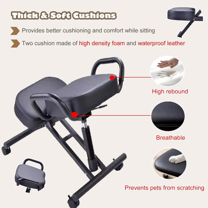 GenSDH Desk Kneeling Chairs Posture Chair for Desk - Ergonomic Chair Kneeling Chair with Arm - Posture Chair for Computer Workers Yoga Lovers Meditation Fana