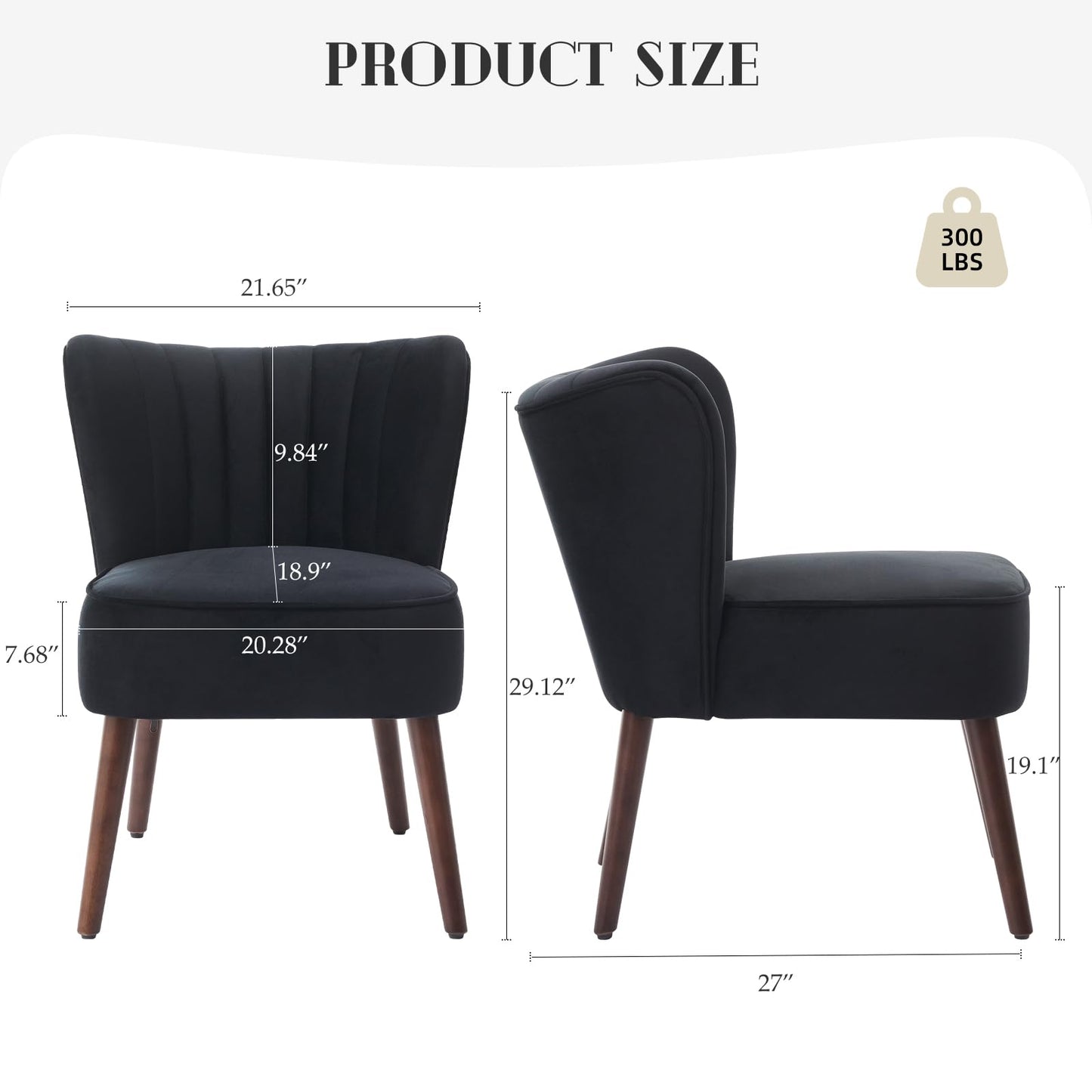 GarveeHome Modern Living Room Chair Set of 2, Mid-Century Accent Chair, Soft Velvet Upholstered Chair with Adjustable Feet, Accent Chair Side Chair Lounge Chair for Bedroom Kitchen Dining Room, Black