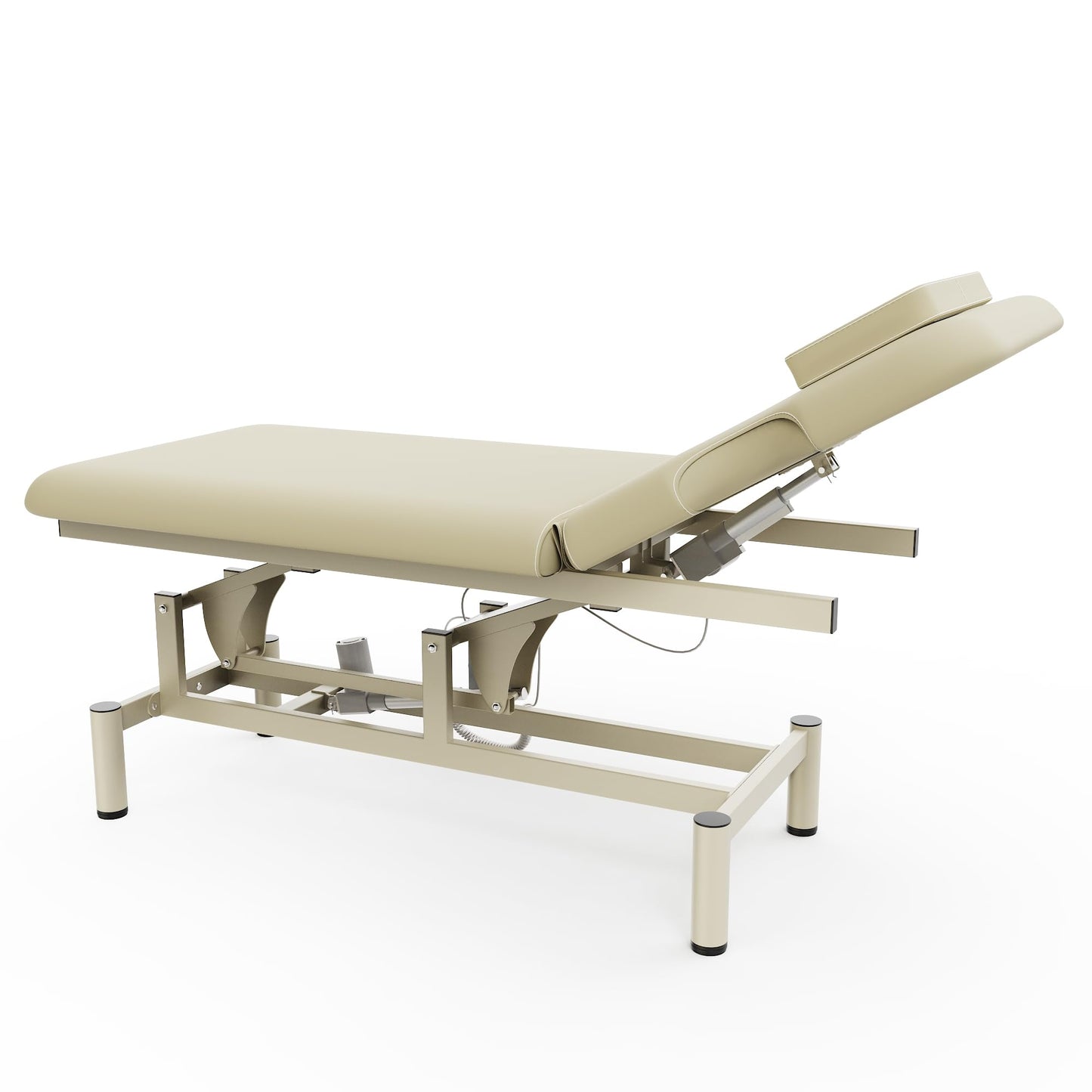Dolonm 2 Motors Electric Massage Table, Hydraulic Electric Lift Adjustable Backrest and Height Lifting for Treatment, Physical Therapy, Spinal Massage, Facial Spa, Waxing, Tattooing - Beige Gray