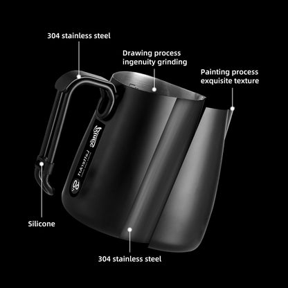 Bincoo Milk Frothing Pitcher,Espresso Milk Frothing Pitcher Stainless Steel 20oz/600ML Coffee Milk Frother Cup with Measurement Lines,Ergonomic Handle for Latte Art & Cappuccino