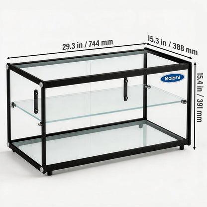 Malphi 29in. Tiered Pastry Bakery Display Case with Glass Shelf and Sliding Door,3cu. ft. Capacity|Large Bread Cookie Display Box | 29.3" x 15.3" x 15.4"