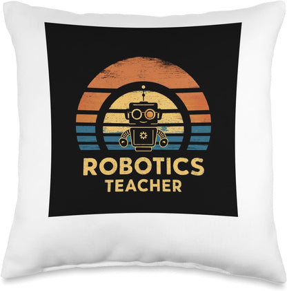 Vintage Cute Robot Stem Tee Throw Pillow - Robotics Teacher Stem School