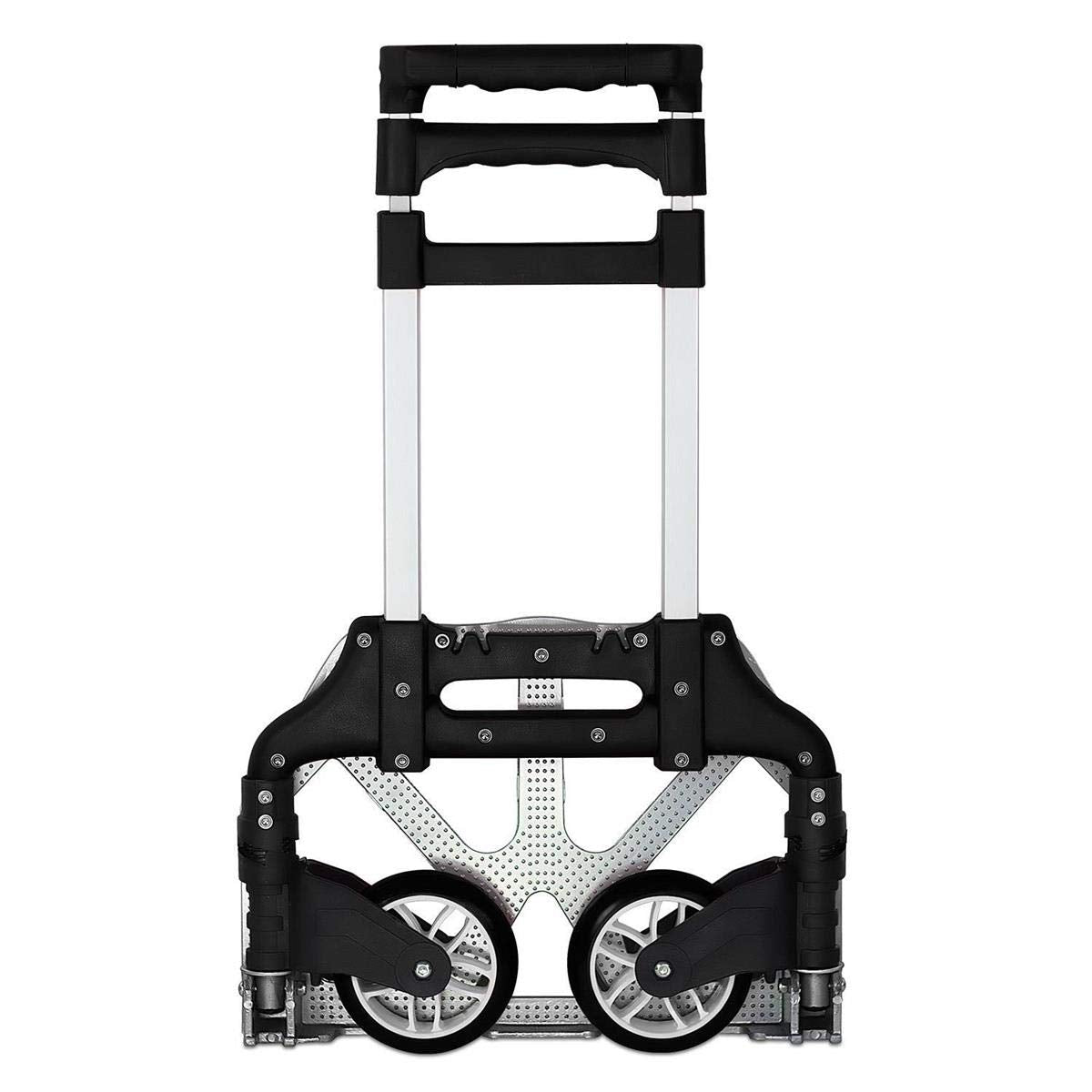 Mount-It! Folding Hand Truck and Personal Dolly, Foldable Aluminum Trolley Cart, 165 Lb Capacity Heavy Duty Dolly with Wheels of Rubber for Moving, Comfortable Telescoping Handle for Indoor Outdoor