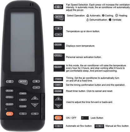 OriGlam Air Conditioner Remote Control, Replacement for Electra/Airwell/Emailair/Elco Models RC-3/RC-4/RC-5/RC7