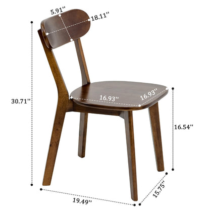 KEIKI Solid Wood Dining Chairs Set of 6, Mid Century Modern Kitchen Dinner Chair with Adjustable Foot Pads, Walnut Side Chairs Set for Dining Living Room, Curved Backrest, Easy Assembly, Brown