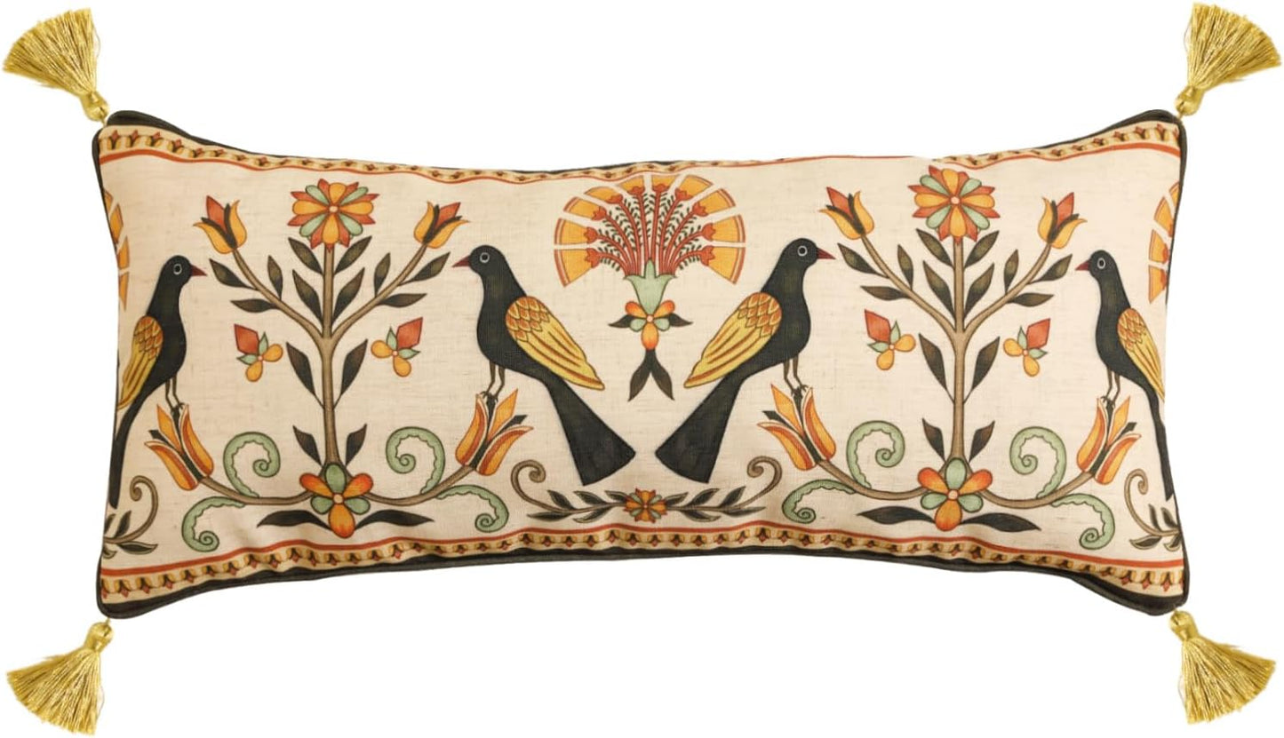 12 28 bilin gaier Brown Throw Pillow Covers in,Floral Farmhouse Birds Flower Pattern Linen Accent Pillows Cover