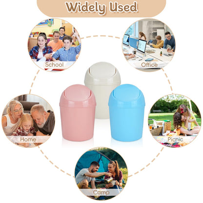 DIBALIYI 3 Countertop 270 3 Pcs Mini Trash Can with Lid, Small Desktop Trash Can, Tiny Garbage Cans with Trash Bags