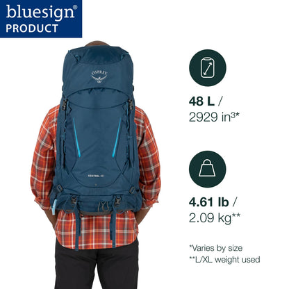 Osprey Kestrel 48L Men's Backpacking Backpack - Hiking & Camping Bag with Waterproof Raincover, Moss Green, Small/Medium