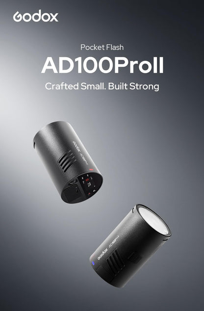 Godox AD100 Pro II AD100Pro II AD100ProII Flash Strobe with AK-R1 Kit, 2.4GHz X System+433Mhz Module/2W LED/10 Brightness Levels/490 Full-Power Pops/0.01–1.5s Recycle Time/USB-C Charging/1-256-1/1