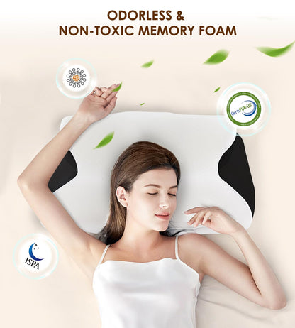 Cervical Pillow for Neck and Shoulder, Ergonomic Contour Memory Foam Pillows for Sleeping, Cooling Neck Support Pillow for Back Stomach Side Sleeper Dark Grey