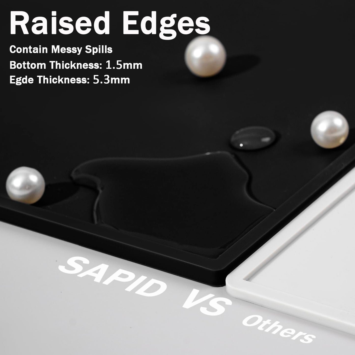SAPID 32"x24" Extra Large Silicone Mat With Raised Edge, Rolled-Up Silicone Mats For Kitchen Counter Heat Resistant Silicone Mat With Lip, Thick Countertop Protector Mat,Silicone Mats For Crafts,Black