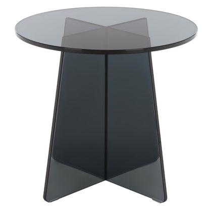 SAFAVIEH Furniture - Latika Tinted Accent Table - Grey Tinted Glass - Fully Assembled - Ideal for Living Room, Bedroom, 19.7" W x 19.7" D x 17.7" H (ACC7301A)