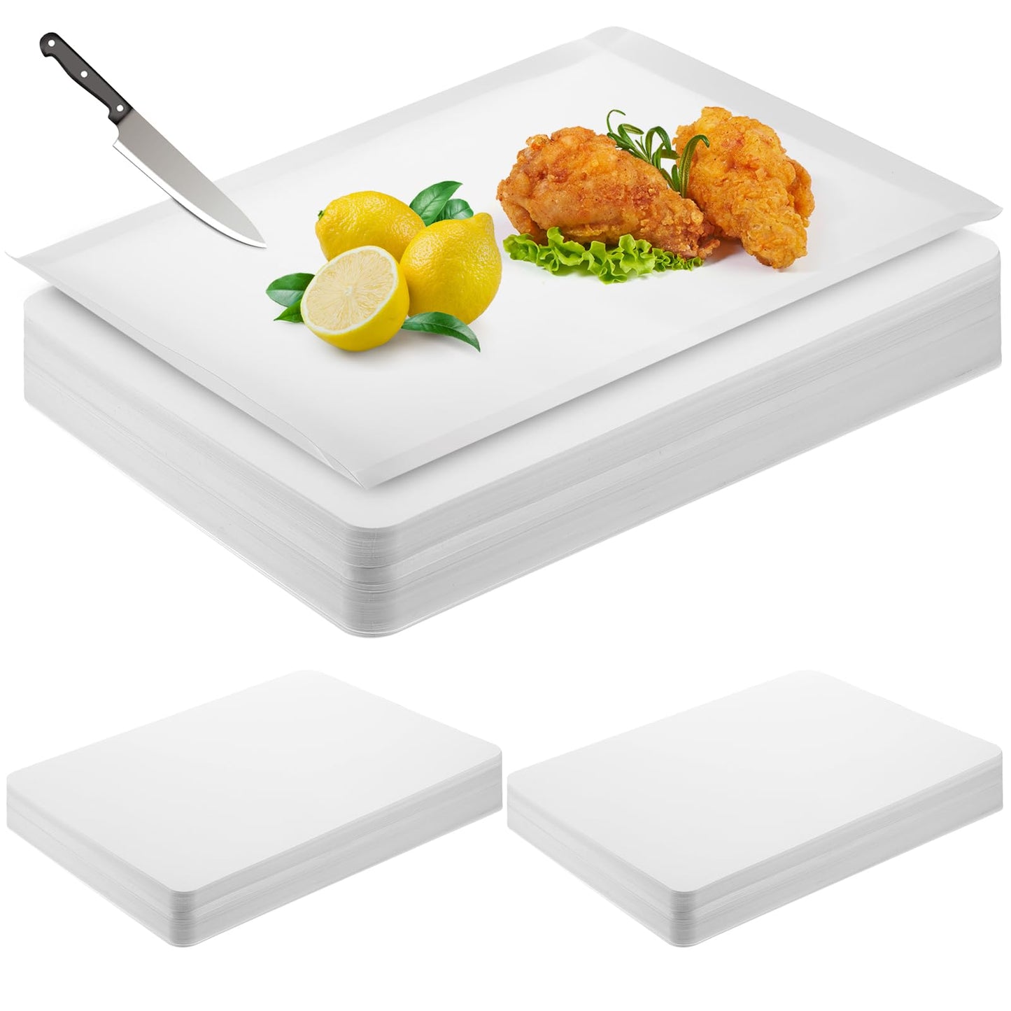 Hushee 120 Count Disposable Cutting Board Sheets 10 x 13 Inch Flexible Plastic Disposable Sheets Cutting Mat Large Chopping Boards for Kitchen Cooking Traveling Camping Tailgating BBQ