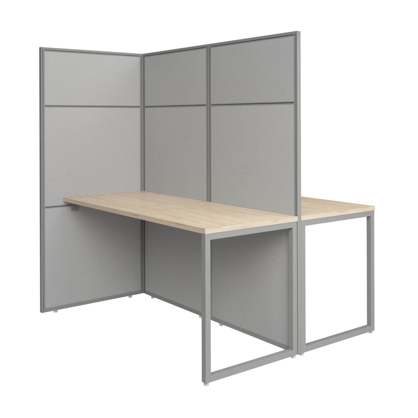 Bush Business Furniture 60-inch 2 Person Cubicle Desk with Tall Panels, Double Workstation, Easy Office Collection, Natural Elm