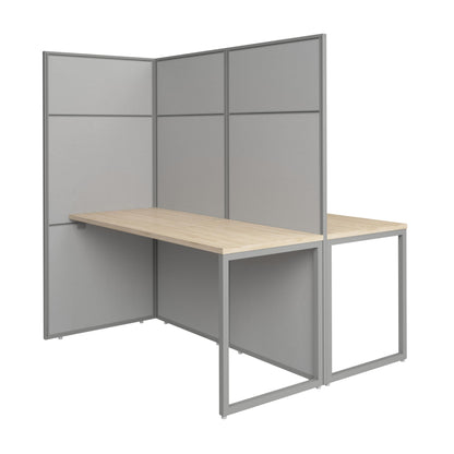 Bush Business Furniture 60-inch 2 Person Cubicle Desk with Tall Panels, Double Workstation, Easy Office Collection, Natural Elm