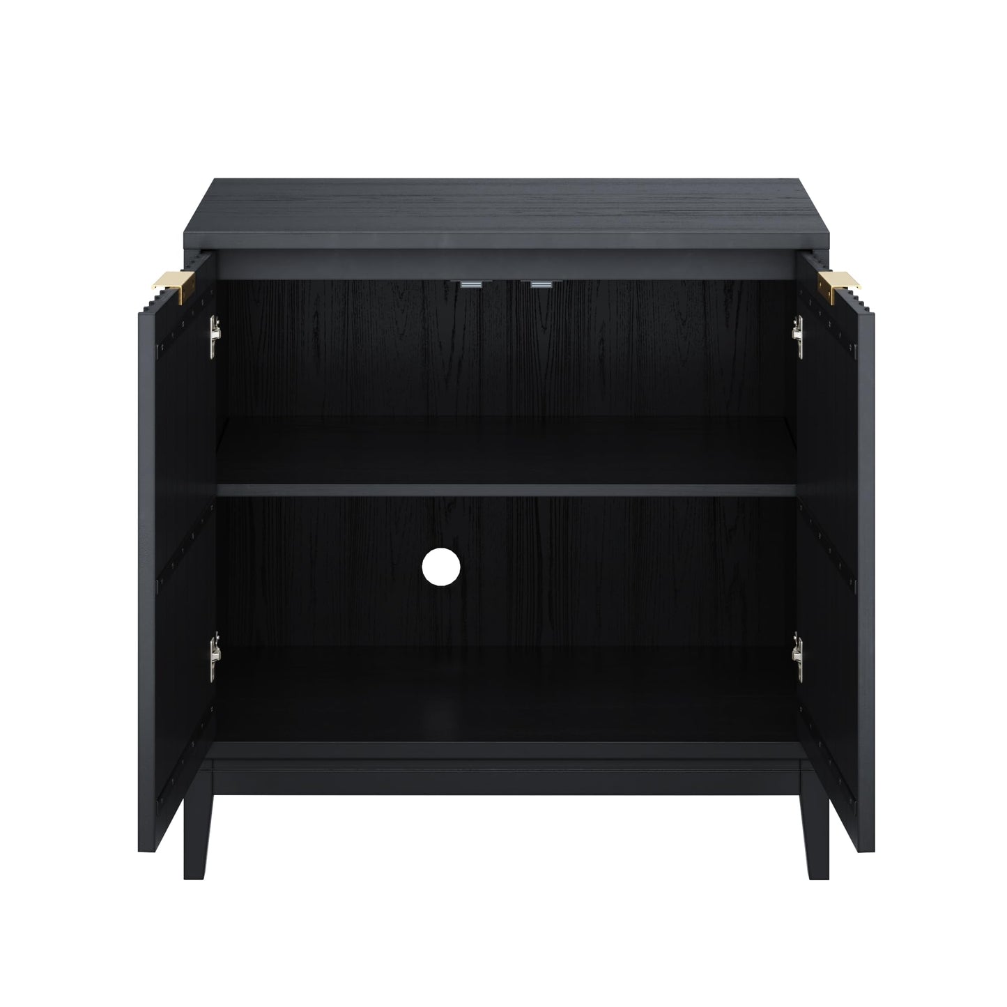 Nathan James Jasper Modern Sideboard, TV Stand with Fluted Doors, Accent Storage for Kitchen or Living Room, Black Oak, Set of 4