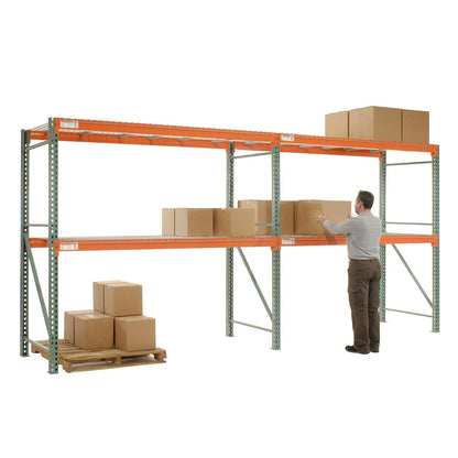 Global Industrial Teardrop Pallet Rack Add-On Unit, 144"W X 42"D X 120"H, 5970 lbs Shelf Capacity, Steel Construction, Orange & Green, For Industrial Storage