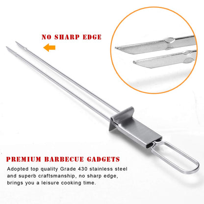 CMYK Barbecue Skewers, 6-Pack 13" Stainless Steel Grilling Skewers with Slider, Reusable Metal BBQ Shish Kabob Skewers Sticks