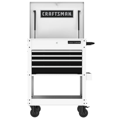 CRAFTSMAN Rolling Tool Chest with Drawers, Tool Box with Wheels and 4 Drawers, Power Outlets and USB, Protective Liner, Steel Utility Cart Storage Cabinet, Supports up to 700 lbs, White (CMST98276WW)