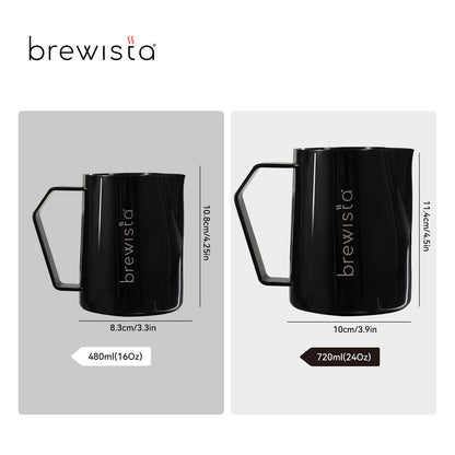 Brewista Precision Milk Frothing Pitcher, Steaming Jug, Coffee, Espresso Machine Accessories for Barista, Latte Art, Cappuccino, Stainless Steel Cup, 24 oz/720 ml, Matte Black