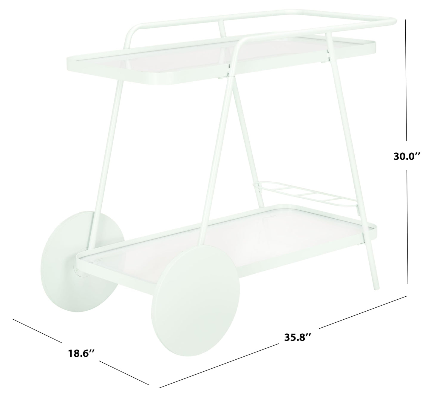 SAFAVIEH Home Collection Zunia Soft Mint & Clear Glass 2-Tier Kitchen Dining Bar Cart Trolly with Wheels
