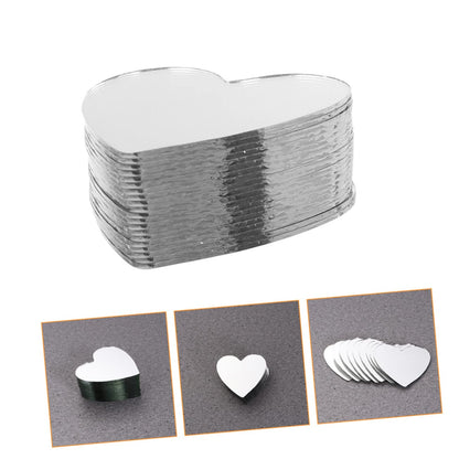 EXCEART 30Pcs Heart-Shaped Glass Mirror Tiles for DIY Craft Projects Compact Small Mirrors with Smooth Rounded Edges Safe for Handbag Storage and Makeup Vanity